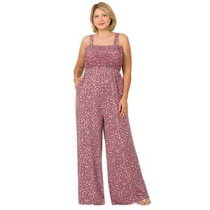 Zenana Smocked Top Wide Leg Jumpsuit 3X (818B)